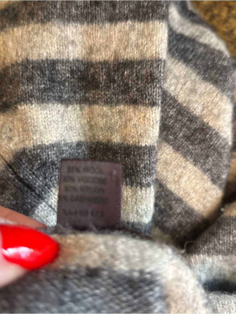 Bitten by Sarah Jessica Parker Striped V-Neck Sweater in Gray & Cream - Picture 6 of 6
